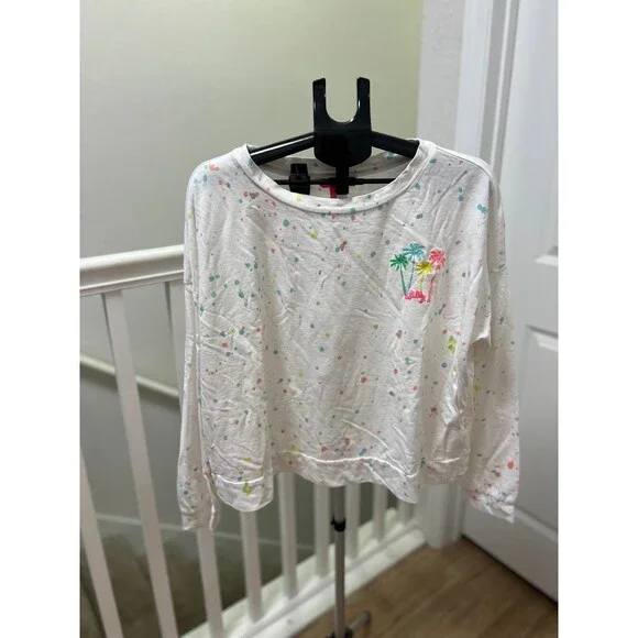 Lilly Pulitzer Sheridan Palm Tree Paint Splatter Crewneck Sweatshirt Top Size XL - Picture 3 of 12